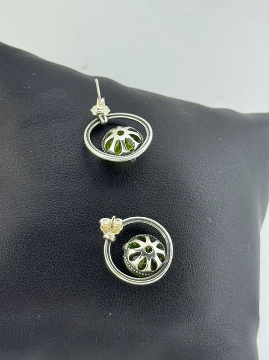 Orecchini in argento 925 serpentino verde e maschera