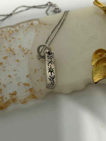 Collana in Argento 925 con Rettangolo e Sole Inciso – Pezzo Unico