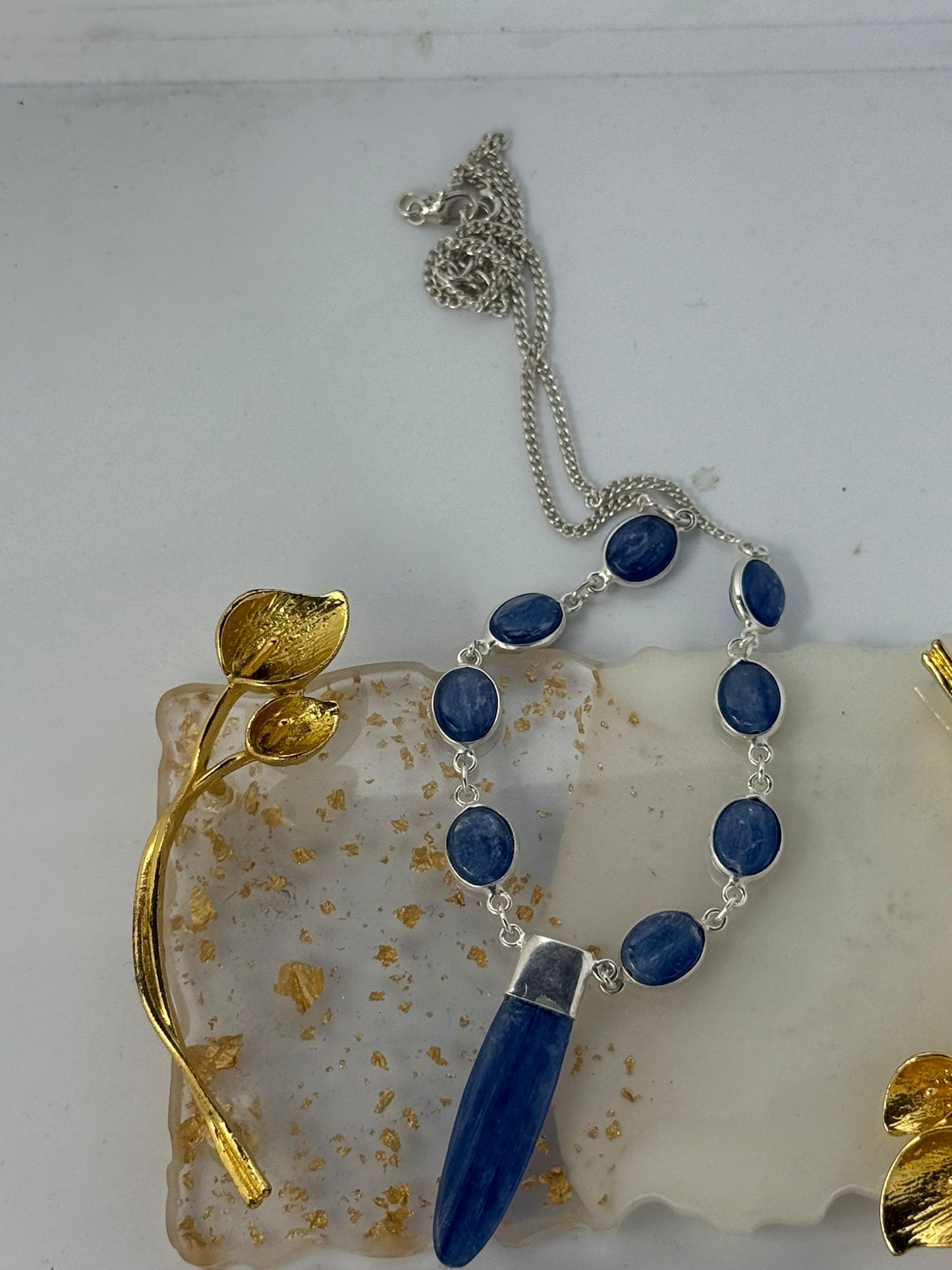 Collana in argento 925 cianite blu – Artigianale