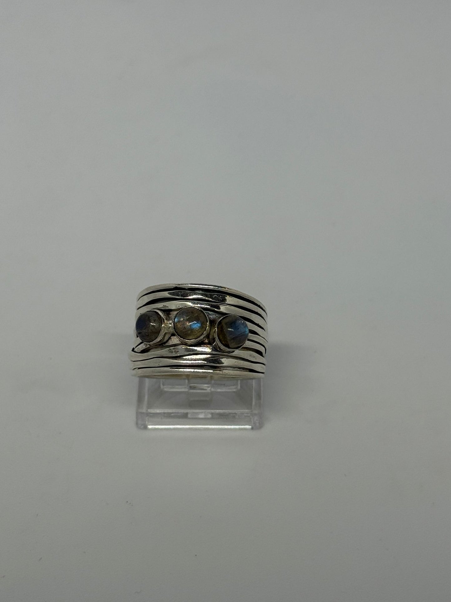 Anello fascia con pietra di luna argento 925