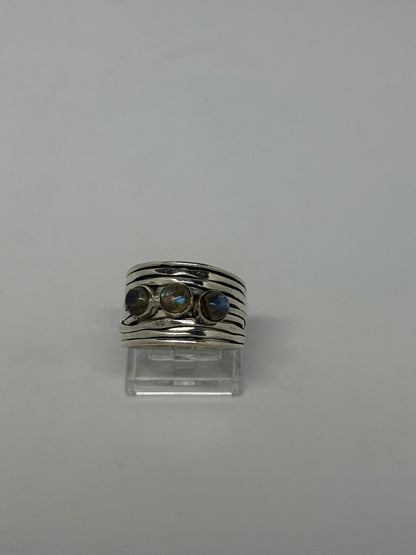 Anello fascia con pietra di luna argento 925