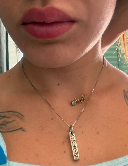 Collana in Argento 925 con Rettangolo e Sole Inciso – Pezzo Unico