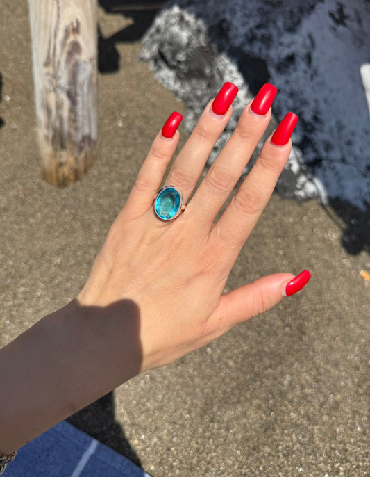 Anello in argento 925 acquamarina