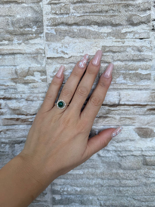 Anello in argento 925 giada verde