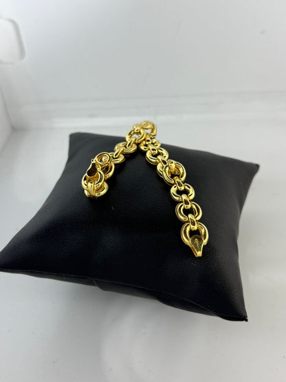 Bracciale Semirigido Argento 925 Bagno Oro Cerchi - Design Moderno