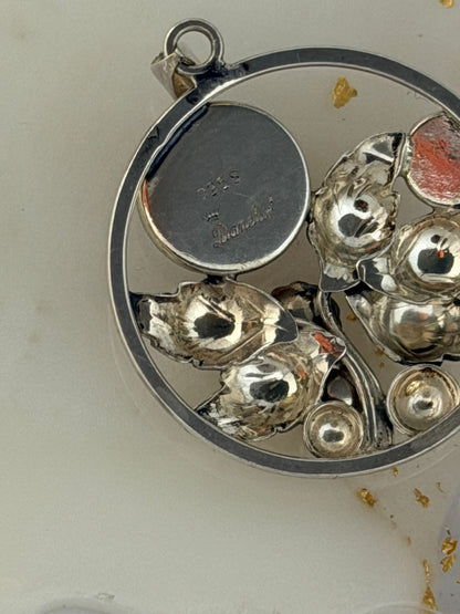 Collana in argento 925 ambra con fiori firmata Danehof – Pezzo unico