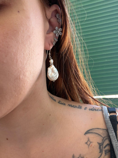 Orecchini in Argento 925 con Perla Scaramazza – Perla Barocca Naturale