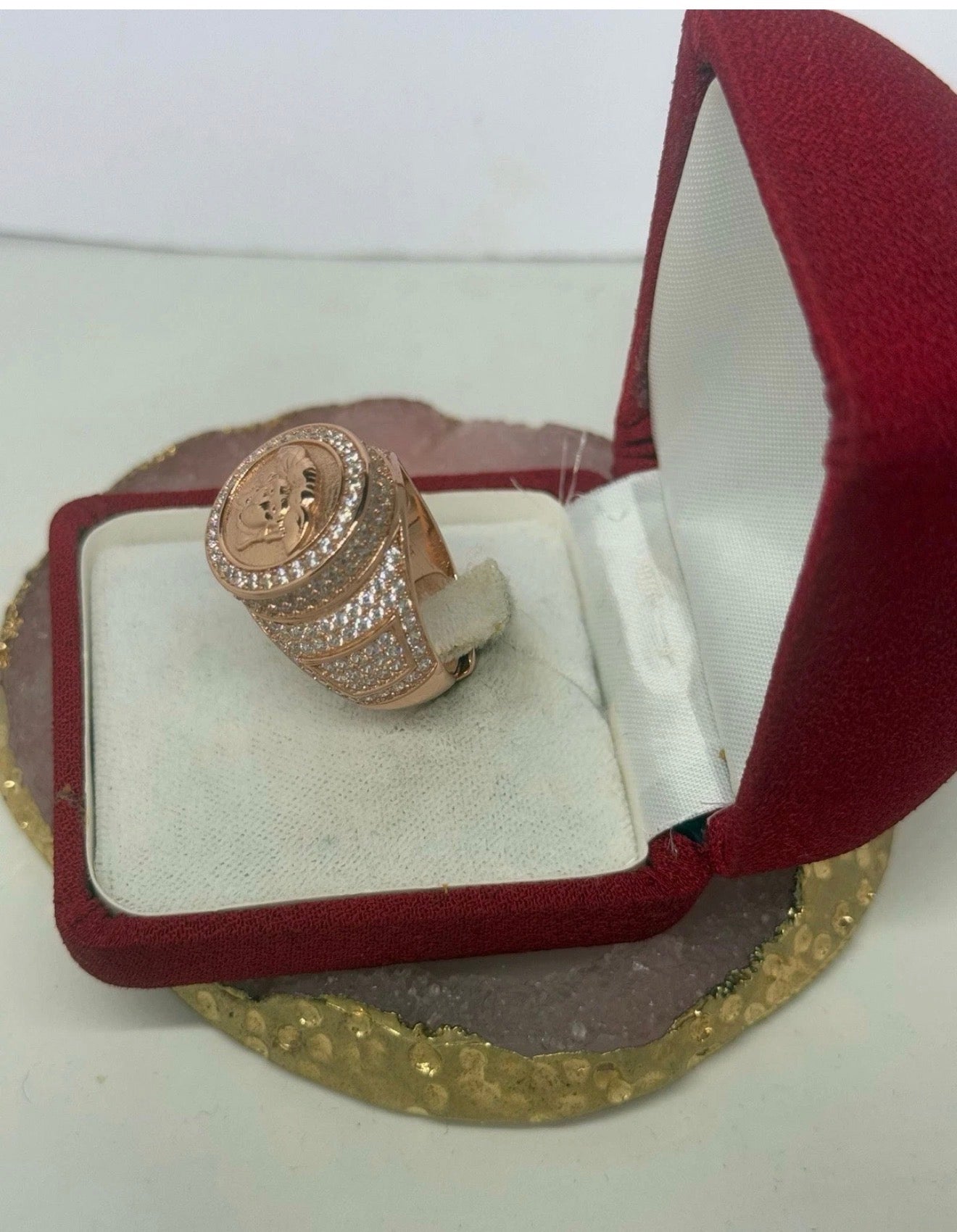 Anello Testa di Medusa in Argento 925 Bagnato Oro Rosa – Regolabile