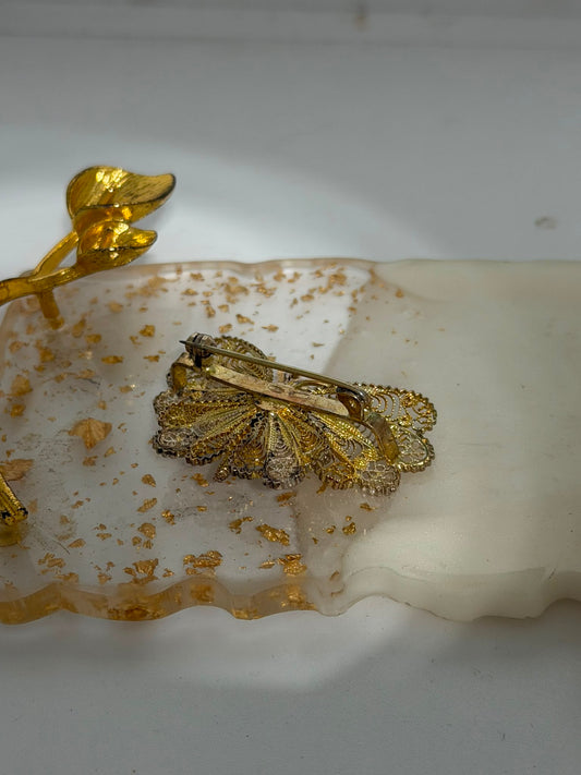 Spilla farfalla Filigranata Sarda in Argento 925 Dorata e Argento – Pezzo Unico