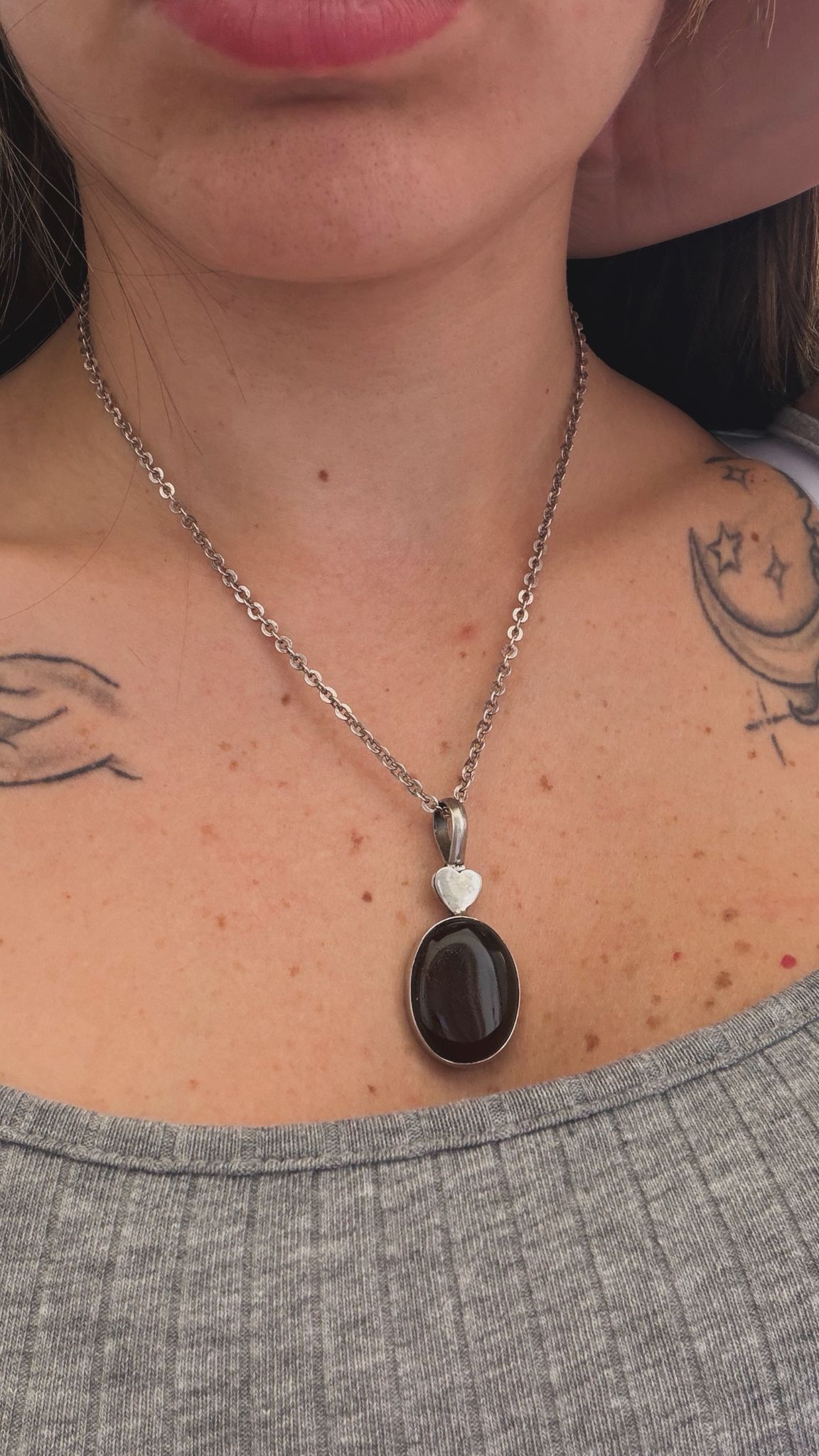 Collana in argento 925 con ciondolo corniola a cuore