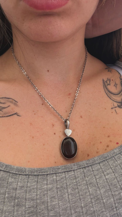 Collana in argento 925 con ciondolo corniola a cuore