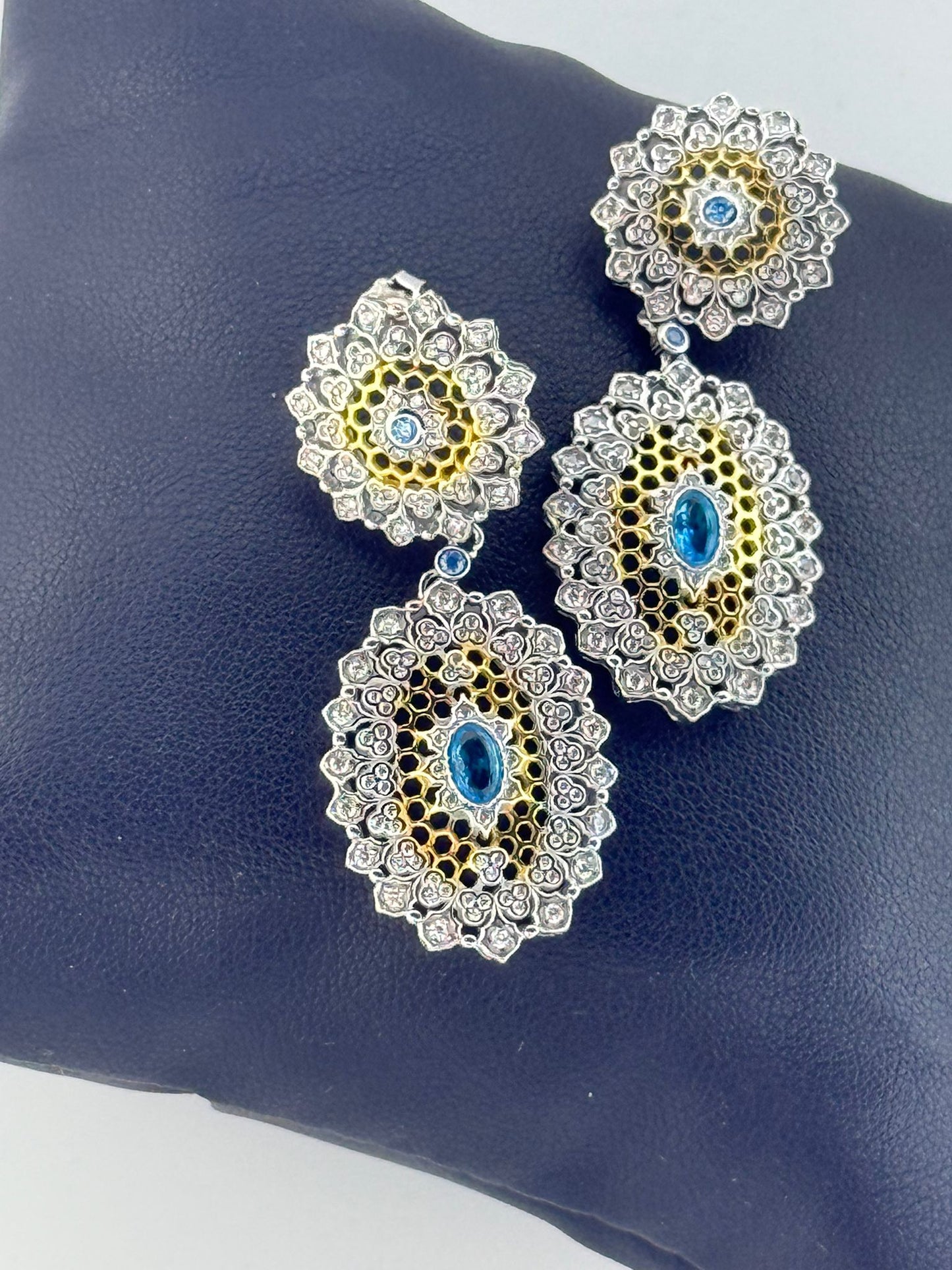 Orecchini in argento 925 topazio azzurro