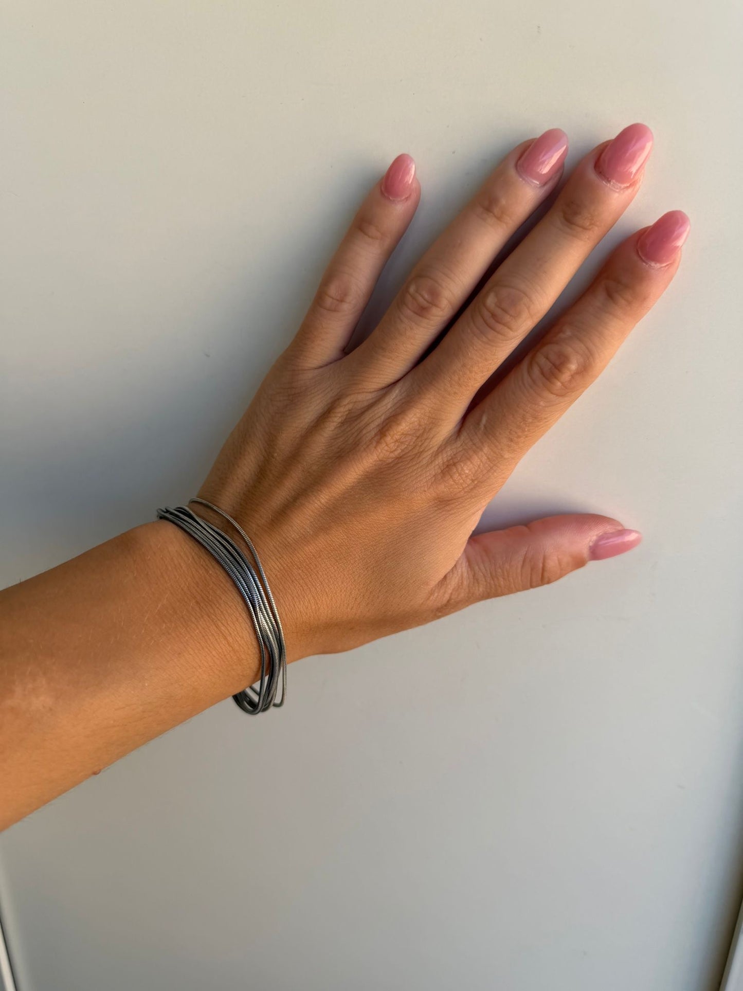 Bracciale Doppi Fili a Coda di Topo in Argento 925 — 19 cm