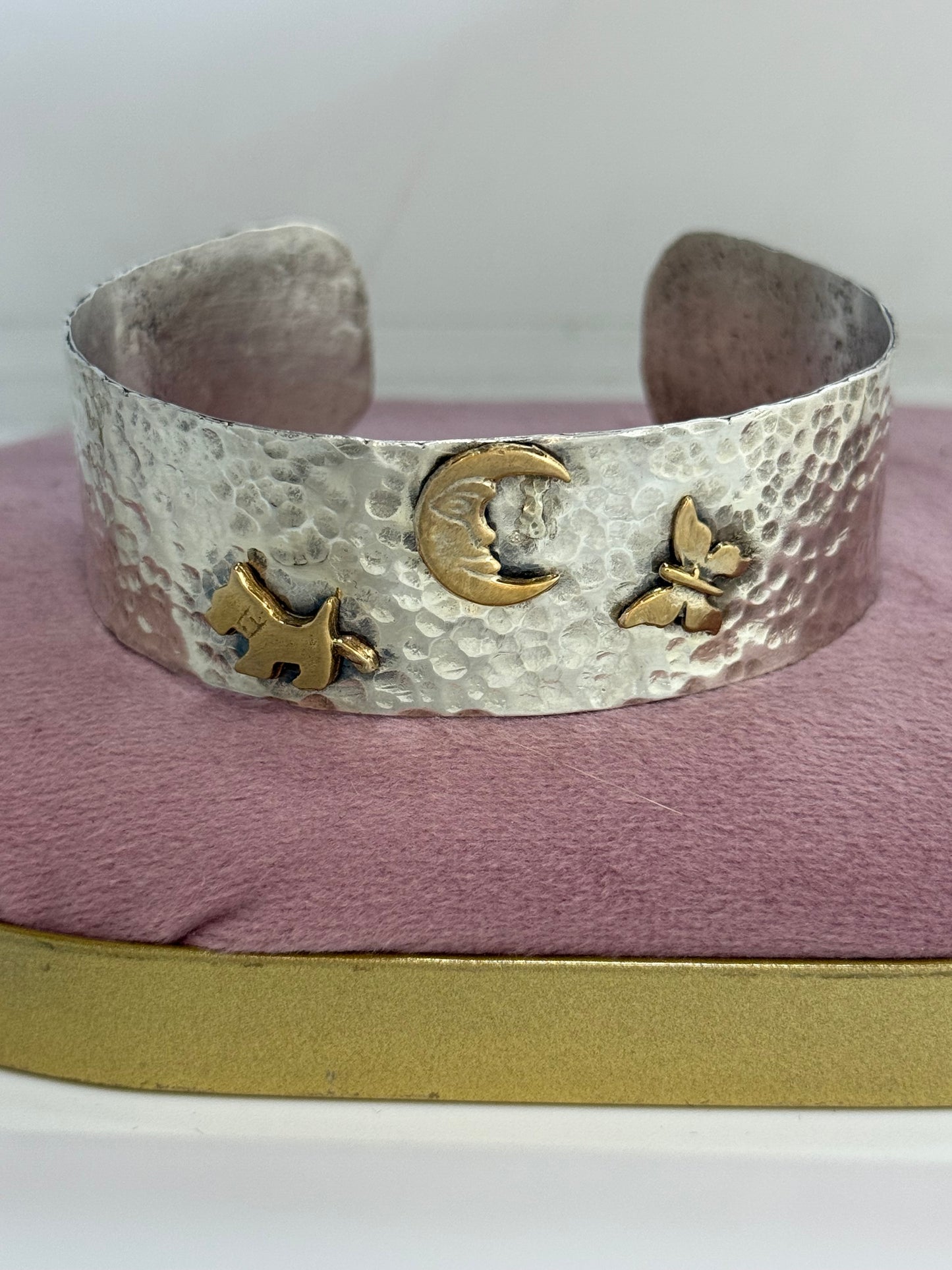 Bracciale in argento 925 cane,luna e farfalla