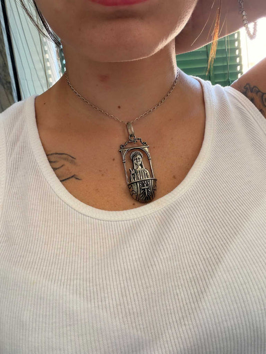 Collana in Argento 925 con Acquasantiera Madonna dei Miracoli in Argento 800