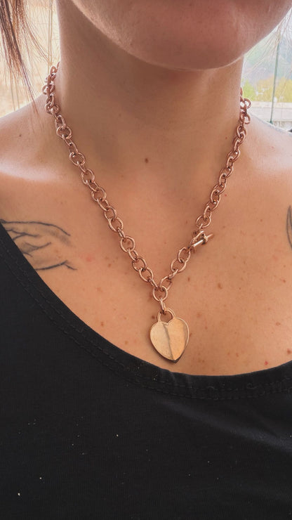 Collana in argento 925 bagnato nell’oro rosa con cuore – Personalizzabile