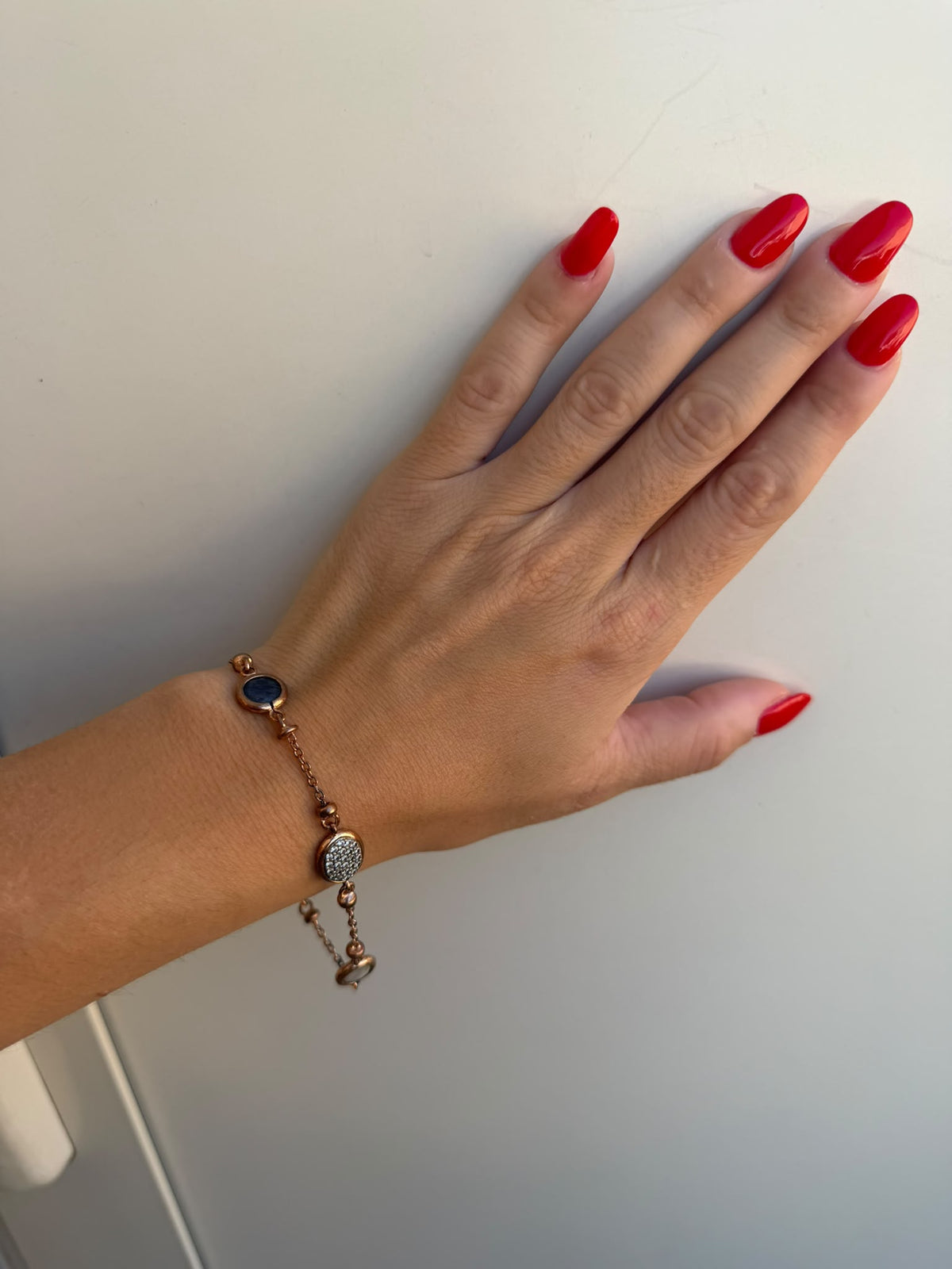 Bracciale in Argento 925 Rosa con Zirconi, Quarzo Verde e Zaffiro Blu