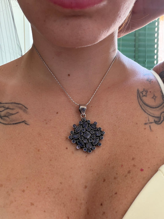 Amethyst Flower Silver Necklace