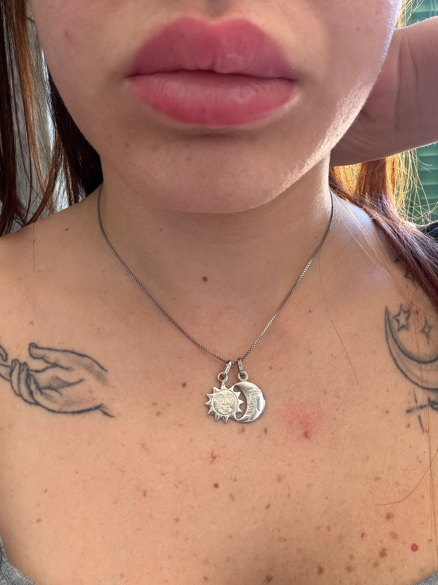 Collana in Argento 925 Sole e Luna – Ciondolo Doppio Artigianale