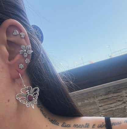 Orecchini in argento 925 radice di rubino