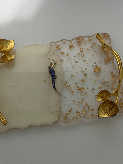 Collana in argento 925 con corno e zirconi blu