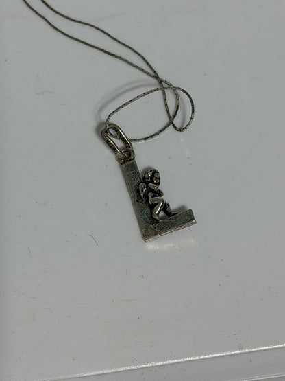 Collana in Argento 925 con Lettera L e Angelo – Regalo Significativo Personalizzato