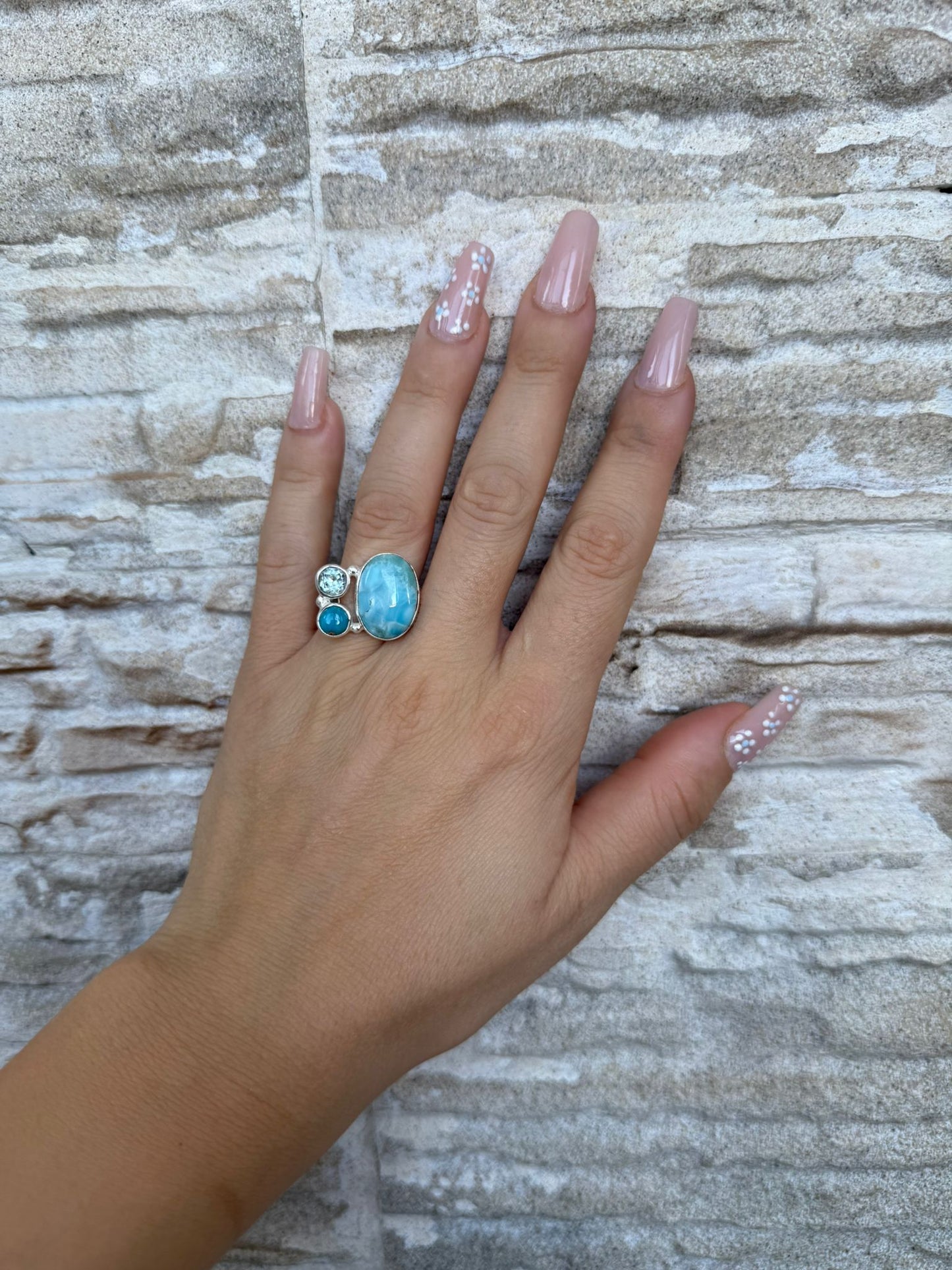 Anello in argento 925 angelite celeste