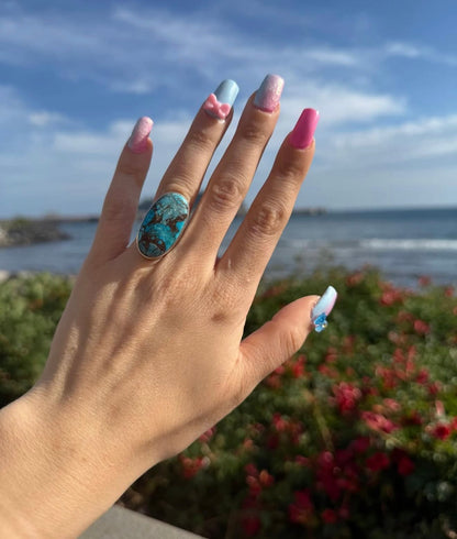 Anello in Argento 925 con Pietra Turchese Naturale – Pezzo Unico Artigianale
