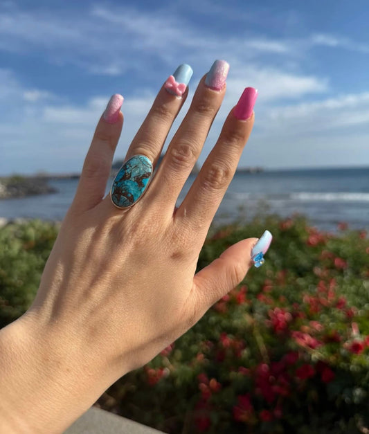 Anello in Argento 925 con Pietra Turchese Naturale – Pezzo Unico Artigianale