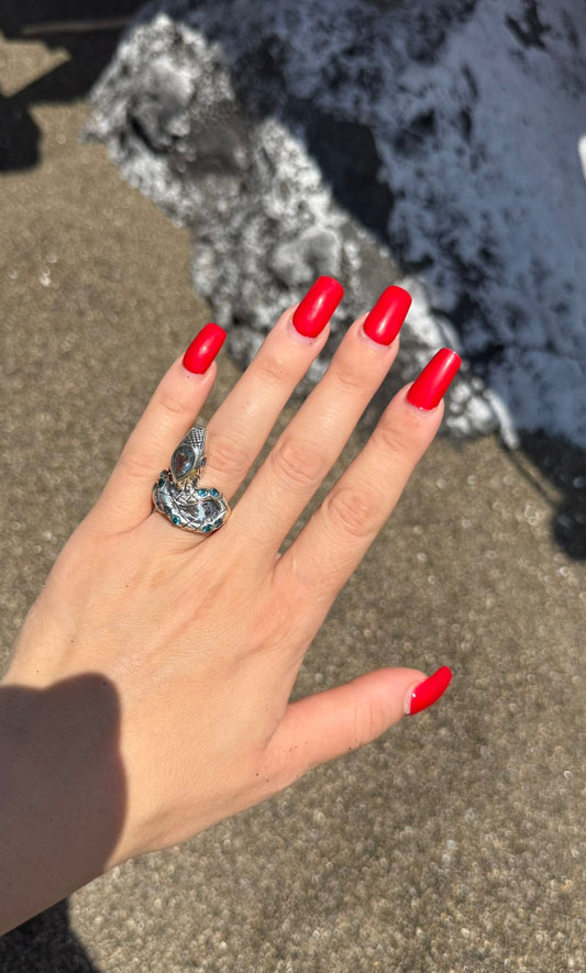 Anello serpente in argento 925 acquamarina