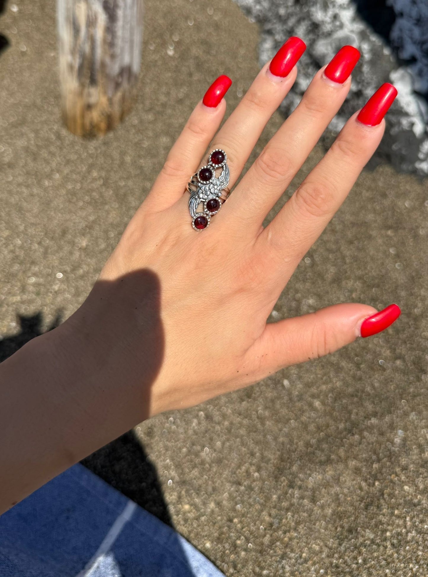 Anello in argento 925 granato rosso