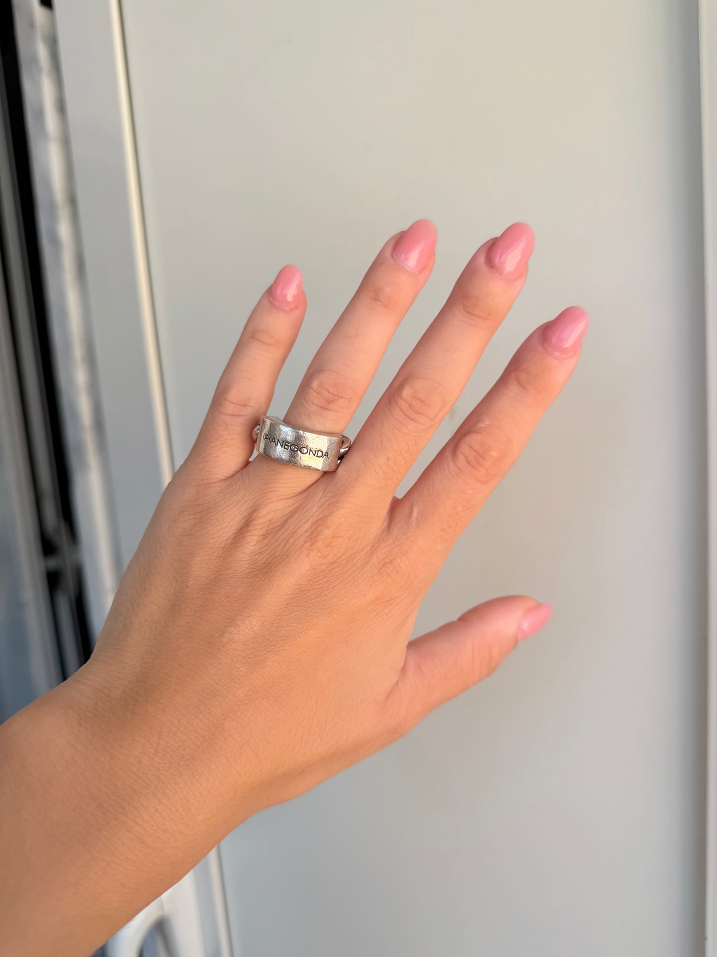Anello Catena Groumette con Targhetta in Argento 925 — Firmato PIANEGONDA