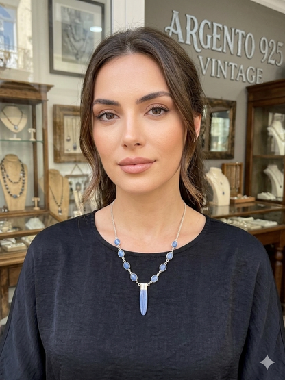 Collana in argento 925 cianite blu – Artigianale
