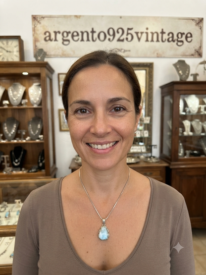 Collana in argento 925 con pietra larimar azzurra