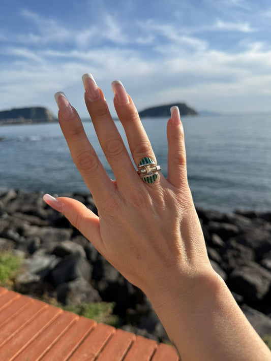 Anello in argento 925 smalto verde
