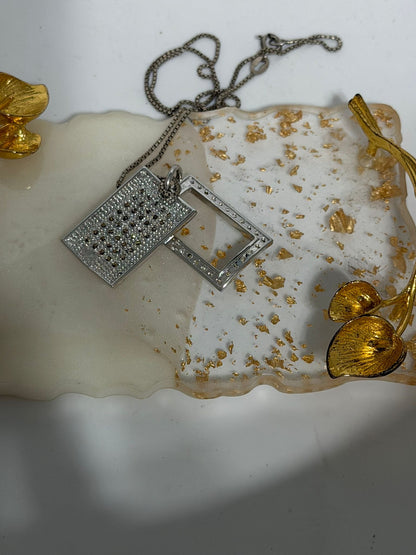 Collana in Argento 925 con Due Targhette Zirconiate