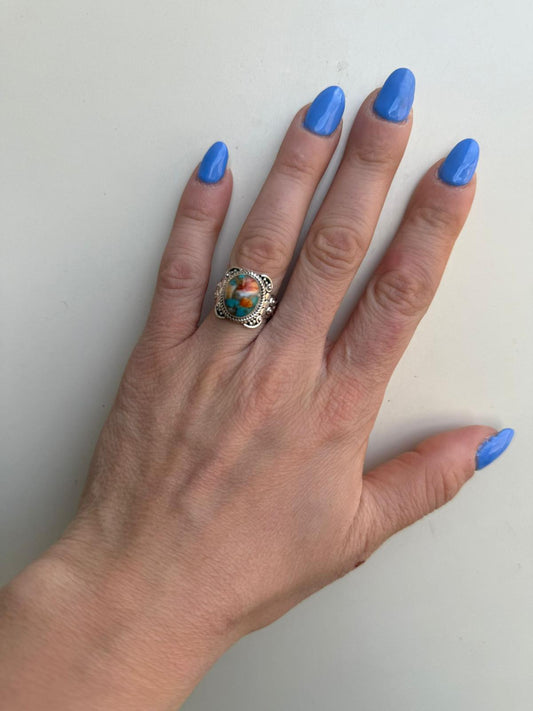 Anello Argento 925 Turchese Americano Autentico | Misura 15 | Pezzo Unico