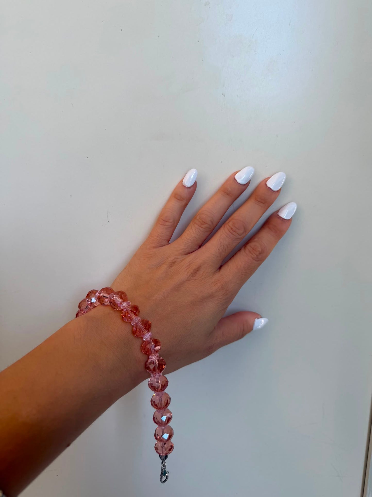 Bracciale in Argento 925 con Pietre Rosa Taglio Sfaccettato – Fatto a Mano