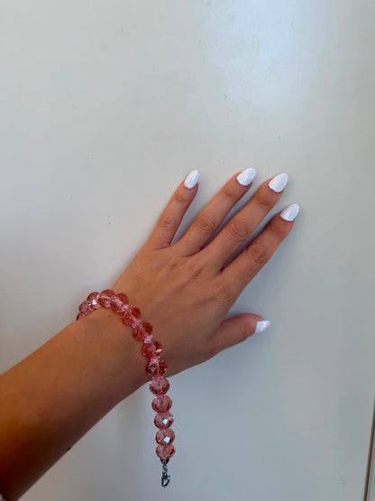 Bracciale in Argento 925 con Pietre Rosa Taglio Sfaccettato – Fatto a Mano