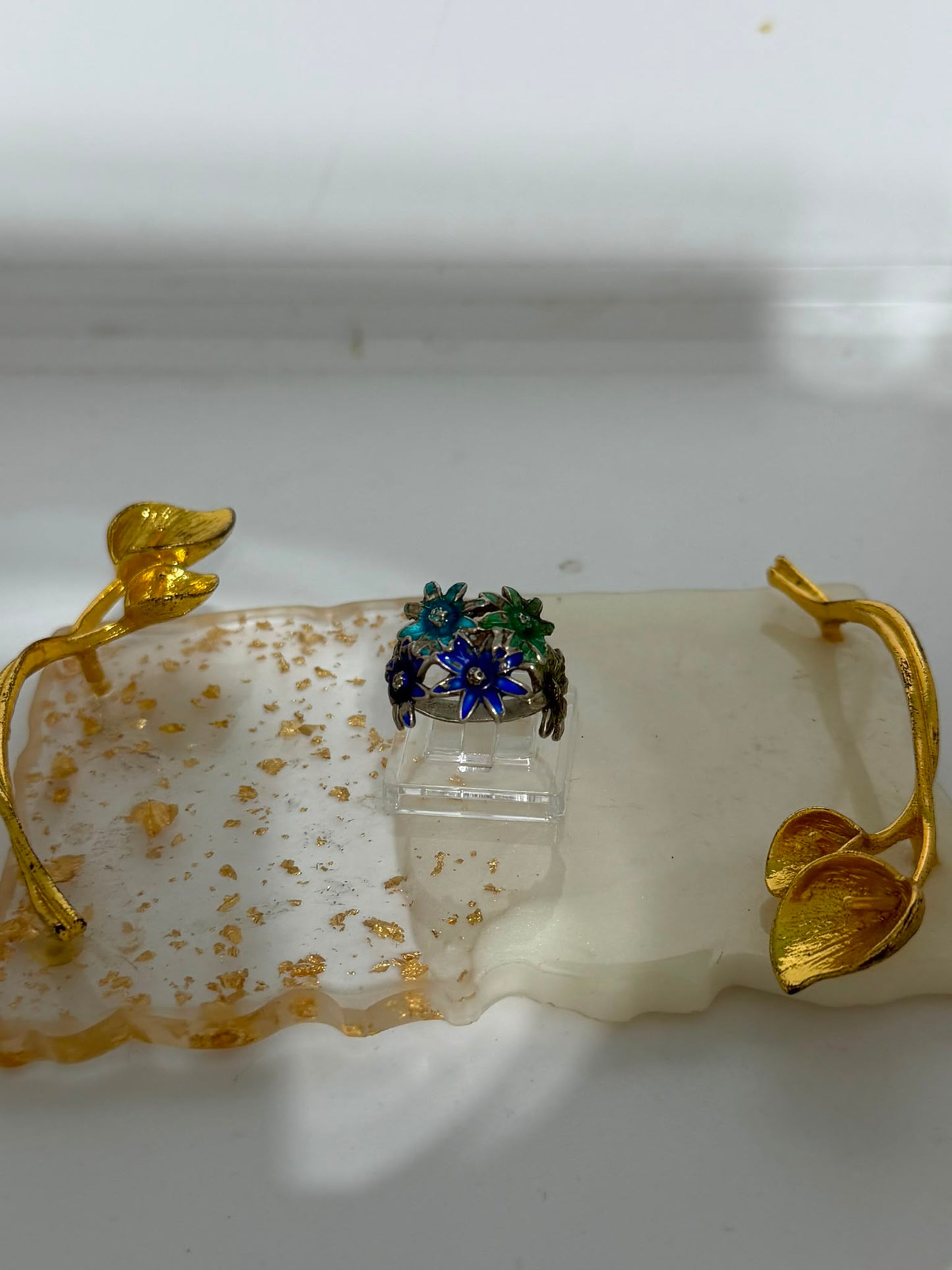 Anello Bouquet di Fiori Smaltati in Argento 925 – Pezzo Unico