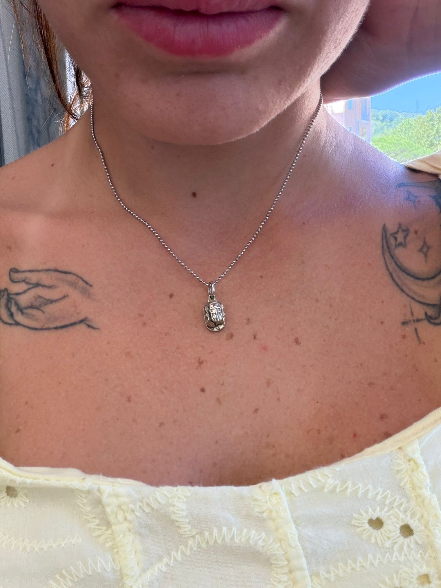 Collana in Argento 925 con Ciondolo Scarabeo