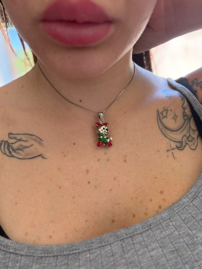 Collana in argento 925 con con coniglio bombato smaltato