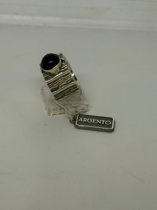 Anello fascia in argento 925 lapis blu
