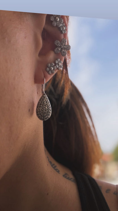 Orecchini a Goccia in Argento 925 con Pietre Marcasiti – Pezzo Unico
