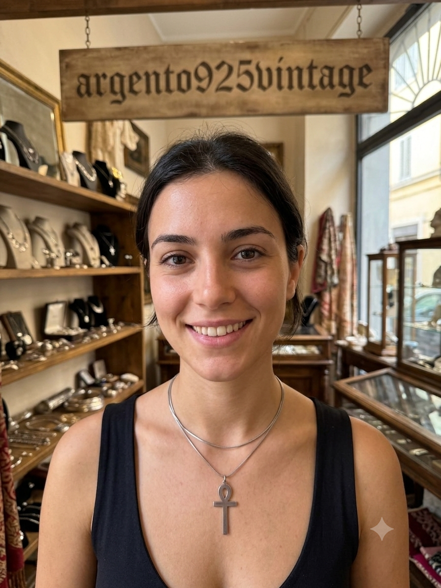 Collana in Argento 925 con Croce Ankh – Simbolo di Vita Artigianale