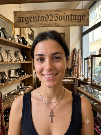 Collana in Argento 925 con Croce Ankh – Simbolo di Vita Artigianale