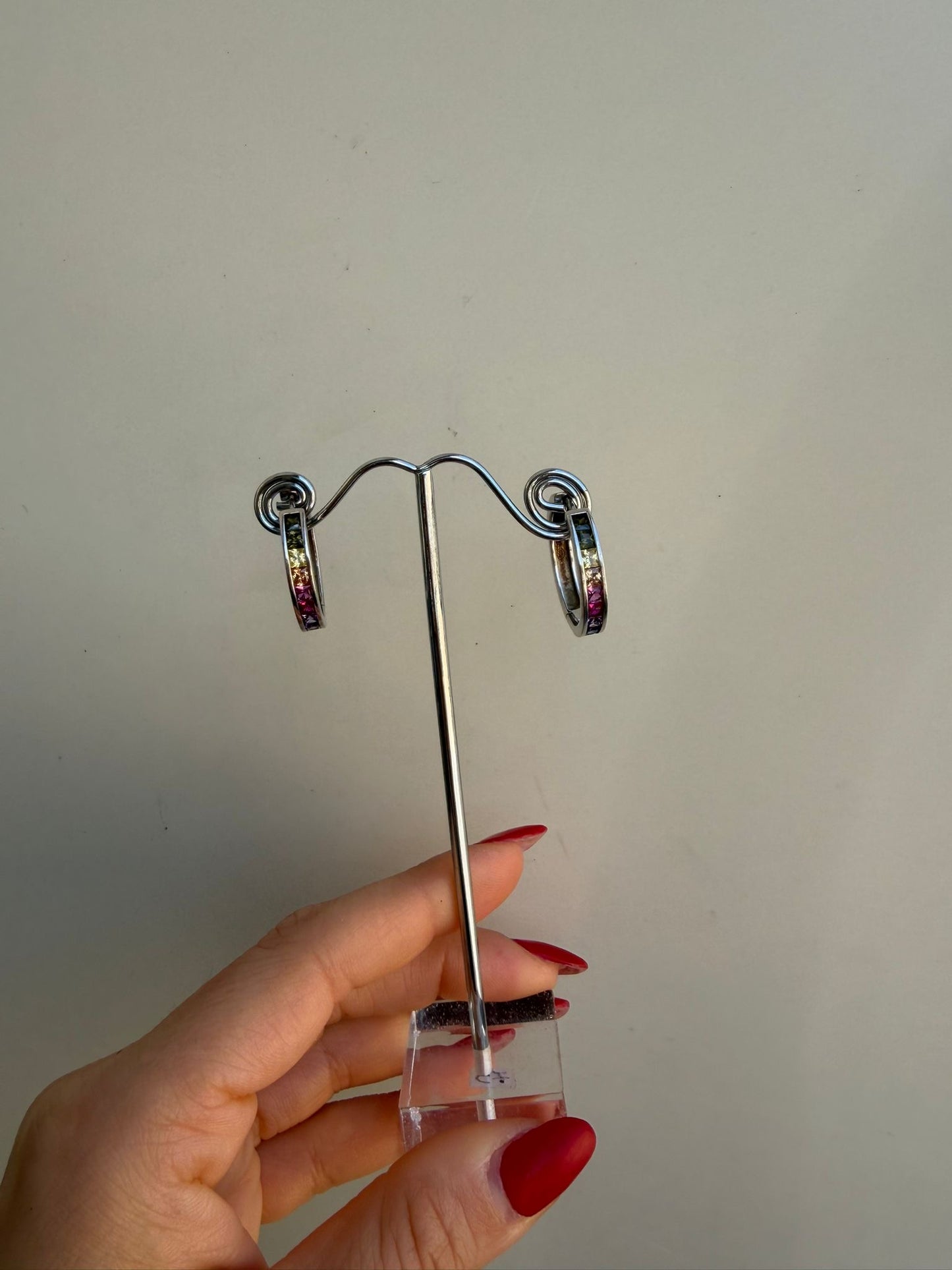 Orecchini in Argento 925 Cerchi con Pietre Multicolor | Gioiello Artigianale