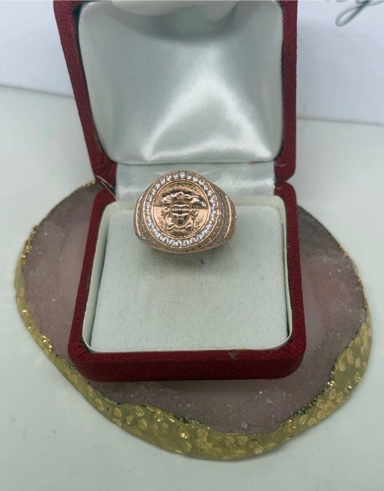 Anello Testa di Medusa in Argento 925 Bagnato Oro Rosa – Regolabile