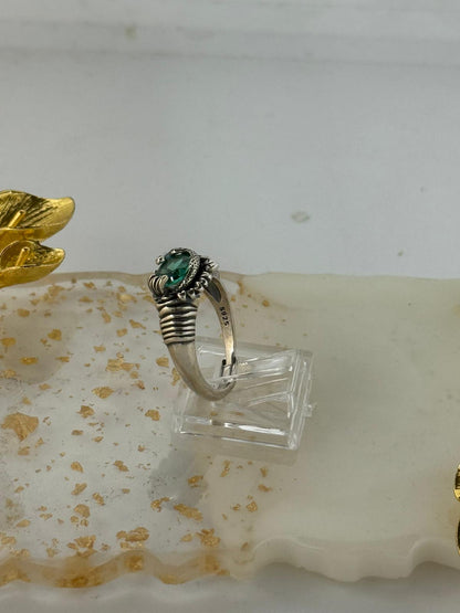Anello in argento 925 serpente con pietra verde