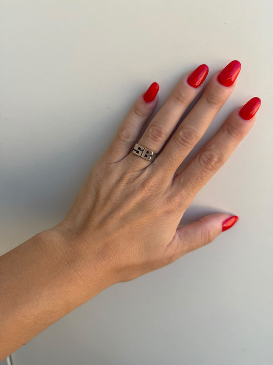 Anello in argento 925 con iniziali SB – Pezzo Unico Artigianale